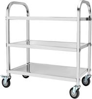 QWORK® 3 pakopų nerūdijančio plieno serviravimo vežimėlis Arbatos vežimėlis Valymo vežimėlis 95 x 50 x 95 cm Tylūs ratai su stabdžiais