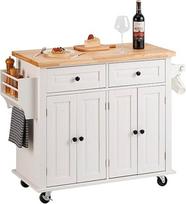 VEVOR Virtuvės vežimėlis 1100 x 450 x 825 mm, 136 kg keliamoji galia Virtuvės salos virtuvės spintelė, vežimėlis Virtuvės vežimėlis su rankšluosčių laikikliu ir 2 stalčiais, mikrobangų krosnelės spintelė, virtuvės vežimėlis iš medžio masyvo