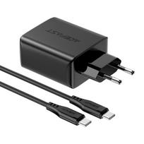 Įkroviklis Acefast 'A13' juodas 65W (2xPD / 1xQC3.0) + 'Type-C / Type-C' 120cm laidas