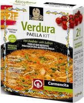 "Carmencita" daržovių paeljos rinkinys - 2 pakuotės po 256 g Paeljos rinkinyje yra džiovintų daržovių atsargų maišelis su prieskoniais ir šafranu