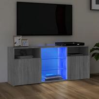 "Homgoday" TV spintelė su LED apšvietimu, pilka, "Sonoma", 120 x 30 x 50 cm, pramogų centro spintelė, TV staliukas, HiFi spintelė, stereo spintelė, televizoriaus spintelė, svetainės baldai, namai, vidaus laikymo dėžė