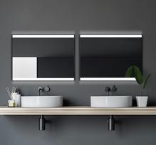 "Talos Black Shine" 80 x 60 cm LED vonios veidrodis su apšvietimu - sieninis veidrodis su neutralios baltos spalvos LED šviesos išpjova - matinis juodas aliuminio rėmas - apšviestas vonios kambario veidrodis