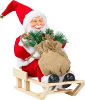 Avilia Christmas Decoration Santa Claus Ross on Sleigh with Gift Bag 45 x 20 x 30 cm - Ideal for Indoor and Outdoor Decoration of Home, Office or Business - Made from