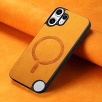 Dėklas Nothing CMF Phone 2 Pro, skirtas CMF Phone 2Pro, magnetinis odinis galinis dangtelis su Magsafe, skirtas NothingCMFphone2pro, smūgiams atsparus apvalkalas Nothing CMF Phone 2 Pro oranžinė