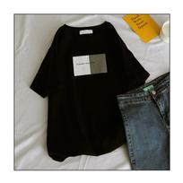 Korean Version Loose Crew Neck Printed Top Summer New Thin Large Size Short-sleeved T-shirt Women M juoda