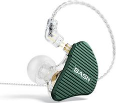 "BASN Mix-PD" 2 kontaktų vidinis ausinių monitorius, 1 planarinis garsiakalbis + 1 dinaminis garsiakalbis, "Hi-Fi IEM" ausinės su CNC metaliniu dangteliu, laidinis 0,78 mm, 2 kontaktų nuimamas laidas muzikantams, žalias
