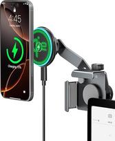 "CloudValley Qi2" 15 W magnetinis mobiliojo telefono laikiklis su belaidžiu įkrovikliu "Tesla Model Y/3", ištraukiamas metalinis laikiklis, suderinamas su "iPhone MagSafe", stiprus magnetinis laikiklis "Tesla Model 3/Y/S/X
