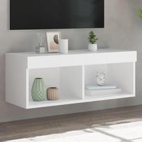 "Homgoday" TV spintelė su LED apšvietimu, balta, 80 x 30 x 30 cm, pramogų centro spintelė, TV stovas, HiFi spintelė, stereo spintelė, televizoriaus spintelė, svetainės baldai, namai, vidaus sandėliavimo baldai