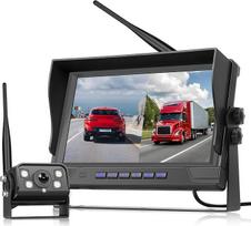 Belaidis atbulinės eigos kameros rinkinys, 1 kamera su 9 colių IPS monitoriumi, atbulinės eigos kamera su IP68 atsparumu vandeniui, BSD, naktiniu matymu, vaizdo sukimu, vaizdo kilpa, skirta sunkvežimiams, priekaboms, namams ant ratų ir autobusams
