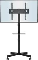 BONTEC Mobile TV Stand on Wheels for 23-60 Inch Plasma/LCD/LED TVs, Portable with Laptop Shelf, Height-Adjustable Rollable TV Cart up to 25 kg, Max. VESA 400 x 400 mm