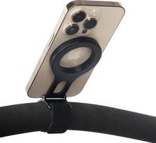 Magnetinis telefono laikiklis vežimėlio rankenai, suderinamas su "MagSafe" (stiprus magnetas) - 180° reguliuojamas treniruoklių dviračiui su reguliuojamu dirželiu (pridedamas magnetinis žiedas)