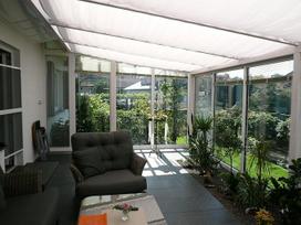 Universalus skėtis nuo saulės "Floracord 04-77-03-30P" ir komplektas 420 x 140 CM ir 34 Laufhaken, paruoštas montavimui, baltas