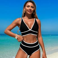 Maudymosi kostiumėlis su Edge bikiniu, Sportinis dalomas maudymosi kostiumėlis moterims, Trikampis maudymosi kostiumėlis S juoda