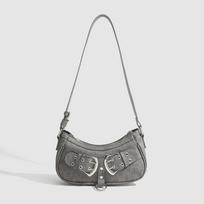 Amerial Style Women Niche Design Underarm Crossbody Bag Fashion Pu Leather Purse Handbag Luxury Designer Shoulder Bags 25x8x11cm pilka spalva