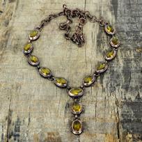 Faceted citrine necklace electroformed copper adjustable chain necklace antique jewelry handmade necklace gemstone necklace gifts for friend Adjustable