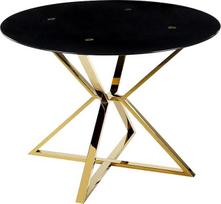 "Bosco Glamorous" valgomojo stalas iš grūdinto stiklo, aukso ir juodos spalvos, skersmuo 105 cm, metalinės kojos
