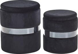 "Doris Glamour Look Pouf" su laikymo vieta Apvalus aksomas, juodas metalas, 2 vnt.
