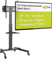 "Goobay" 59507 Mobilus riedantis TV stovas / 37-70 colių (94-178 cm) monitoriaus ir televizoriaus stovas / TV stovas su ratukais / Reguliuojamas TV grindų stovo aukštis / iki 35 kg / Juodas