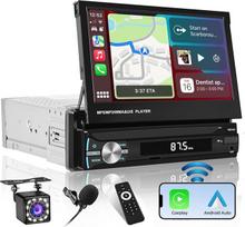 "Hikity" automobilinis radijas Išplečiamasis ekranas Belaidis "Apple Carplay" "Android" automobilis 7 colių jutiklinis ekranas 1 DIN automobilinis radijas su "Bluetooth" galine kamera Automobilinis radijas Mirror Link USB FM AM EQ SWC