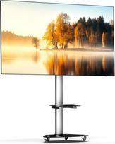 "XTRARM Proton 300" mobilus TV stovas su lentyna, apie 37-70 colių / 40 kg, daug VESA dydžių, kintamas aukštis iki maždaug 209 cm, juodas / sidabrinis, TV stovas