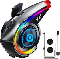 OBEST Motorrad Bluetooth ausinės, Motorradhelm Kopfhörer mit LED RGB Schillernde Lichter, IP65 Wasserdicht Helm Ohrhörer mit AI-Sprachassistent FM Radio,BT5.4 Motorrad Kommunikationssystem