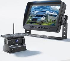 OBEST Saulės baterija veikianti belaidė 1080P atbulinės eigos kamera su 7 colių monitoriumi, 9600 mAh įkraunamas akumuliatorius, IP69 vandeniui atspari automobilio galinio vaizdo magnetinė kamera