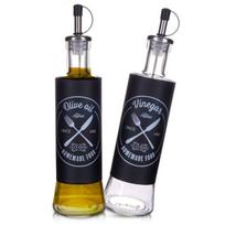 Aliejaus ir acto butelių rinkinys, 2 vnt., Aliejaus ir acto butelių rinkinys stiklinė juoda juoda 300 ml 2 vnt.