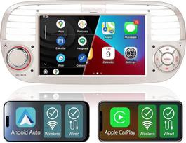 Aphrfamma Dvigubas DIN automobilinis radijas, suderinamas su belaidžiu "Carplay Android", skirtas "Fiat 500" 2007-2015 m. IPS Bluetooth/FM/AM radijas/USB/EQ
