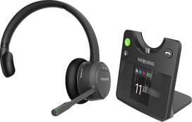 GEQUDIO GC1+B DECT ir "Bluetooth" dvigubos ausinės, skirtos PC (Windows) Mac (Apple), 1 ausiai, su spalvotu ekranu, bazine stotimi, USB, belaidžio ryšio 200 m atstumu, skirtos GX5 GZ Unify telefonams