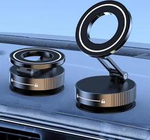 GUPTOMES Mobiliojo telefono laikiklis Automobilinis magnetas Vakuuminis magnetinis sulankstomas laikiklis, pasukamas 360° kampu, skirtas prietaisų skydeliui ir automobilio langui, su siurbtuku, su magnetine plėvele visiems išmaniesiems telefonams, juodas