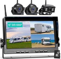 "eRapta" 10 colių atbulinės eigos kameros belaidis rinkinys, HD 1080P skaitmeninės atbulinės eigos kamerų sistemos su 10 colių keturmačiu DVR monitoriumi sunkvežimiams, nameliams ant ratų, priekaboms