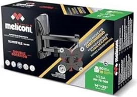 "Meliconi Slimstyle Plus 100 SDR" televizoriaus sieninis laikiklis su dviguba svirtimi Taip pat tinka gipso kartono televizoriams nuo 14" iki 32" Vesa 50-75-100 Pagaminta Italijoje