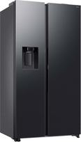 "Samsung RS80F66KCFEF" šaldytuvas-šaldiklis "Side-by-Side", AI šaldytuvas-šaldiklis, 178 cm, 634 l, ledo ir vandens dozatorius su fiksuota vandens jungtimi, AI valdymas balsu ir energijos vartojimo režimas, juodas plienas