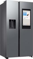 "Samsung" RS90F67BETEF Šaldytuvas-šaldiklis "Side-by-Side", AI šaldytuvas su šaldikliu, 178 cm, 614 l, ledo/vandens dozatorius su rezervuaru, šeimos centras, AI energijos režimas ir valdymas balsu, nerūdijančio plieno išvaizda
