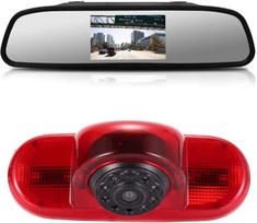 12 mm atbulinės eigos kamera + 4,3 colių automobilio galinio vaizdo veidrodėlis, stabdžių žibintas, automobilio stogo atbulinės eigos kamera, skirta "Opel Vivaro Surf Concept/Life/Combo/Vauxhall/Renault Trafic/Fiat Talento/Primastar Van" pakeisti