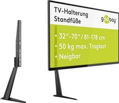 goobay 58525 TV stovas, skirtas 32-70 colių (81-180 cm) televizoriams ir monitoriams / reguliuojamas pakreipimo aukštis / plokščias ir išlenktas TV stovas, sveriantis iki 50 kg, juodas, 32-70 colių