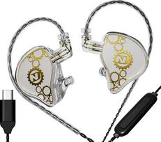 KAMINRUN ND Venus In-Ear Monitor ausinės, 10 mm dvigubo magnetinio dinaminio draiverio IEM ausinės, HiFi laidinės žaidimų ausinės, 2 kontaktų nuimamas kabelis (su mikrofonu, kristalu, USB-C prievadu)