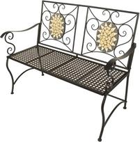 VERDELOOK metalinis mozaikos serijos suoliukas su dekoracijomis, 116 x 56 x 90 cm, juodas su spalvotomis dekoracijomis