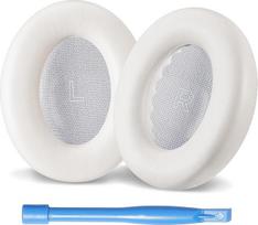 "AHG QuietComfort Ultra" ausų pagalvėlės, suderinamos su "Bose Quietcomfort Ultra" (QC Ultra) ausinėmis su triukšmo mažinimo funkcija (dūmų baltos spalvos), aukščiausios kokybės PU oda, aukščiausio lygio komfortas / patvarumas