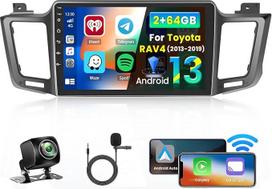 "Inefala Android" automobilinis radijas "Toyota RAV4 2013-2019" su belaidžiu "CarPlay" "Android" automobiliu 2+64G, 9 colių ekranas Palaiko DSP 28UI FM RDS GPS Bluetooth WiFi SWC AHD atbulinės eigos kamera