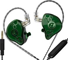 KAMINRUN ND Venus In-Ear Monitor ausinės, 10 mm dvigubo magnetinio dinaminio draiverio IEM ausinės, HiFi laidinės žaidimų ausinės, 2 kontaktų nuimamas kabelis (su mikrofonu, žalias, 3,5 mm kištukas)