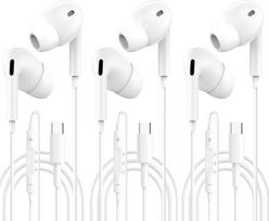 USBC ausinės "iPhone 16/15/Plus/Pro/Pro Max", "HiFi Stereo In-Ear" ausinės su įmontuotu mikrofonu ir garsumo valdymu, suderinamos su "iPad Pro", "Pixel 7/6", "Galaxy A55/A34/A54/A53/S24/S23 FE ir