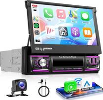 VECHTEL 2+64G "Android 15" automobilinis radijas 1 DIN su belaidžiu "Carplay" "Android" automobiliu, 7 colių IPS HD rankinis apverčiamasis jutiklinis ekranas, palaiko DAB+ "Bluetooth" FM RDS GPS "Wi-Fi" USB / C tipo atbulinės eigos kamera