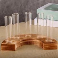 Plant Propagation Station Terrarium with Wooden Stand Flower Pot Glass Test Tube Vases Planter