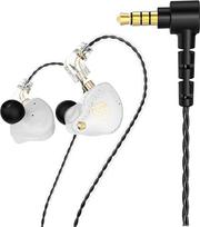 "FEDAI DX2 In-Ear Monitor" ausinės, aukščiausios kokybės laidinės ausinės su dinaminiu dvigubu garsiakalbiu, profesionalios garsą izoliuojančios ausinės dainininkams / būgnininkams / muzikantams su C kaiščio jungtimi (baltos spalvos, be mikrofono)