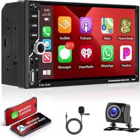 Motorsi 2 Din Carplay Autoradio, 7" HD jutiklinis ekranas, laidinis Android Auto automobilinis stereofoninis MP5 grotuvas, Bluetooth/MirrorLink/FM/USB2.0/AUX/Laden/Fernbedienung+Rückfahrkamera