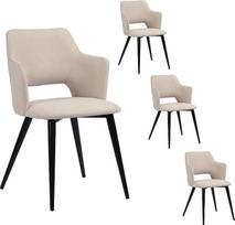 MEUBLE COSY Valgomojo kėdės 4 virtuvės kėdžių rinkinys Minkštos kėdės su porankiais Audinys Svetainės kėdė Metalinės kojos