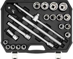 21 dalių įrankių rinkinys auto ir mechanikos darbams su galvutėmis ir terkšle