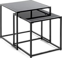 HAKU Möbel Šoninis staliukas 2 vnt., juodas metalas, saugus stiklas Matmenys W 35/40 cm x H 35/40 cm x D 35 cm Stilius: Modernus