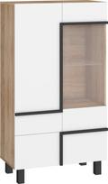 Vitrina Meblocross Lars 12 1D1S, baltos/šviesios ąžuolo spalvos